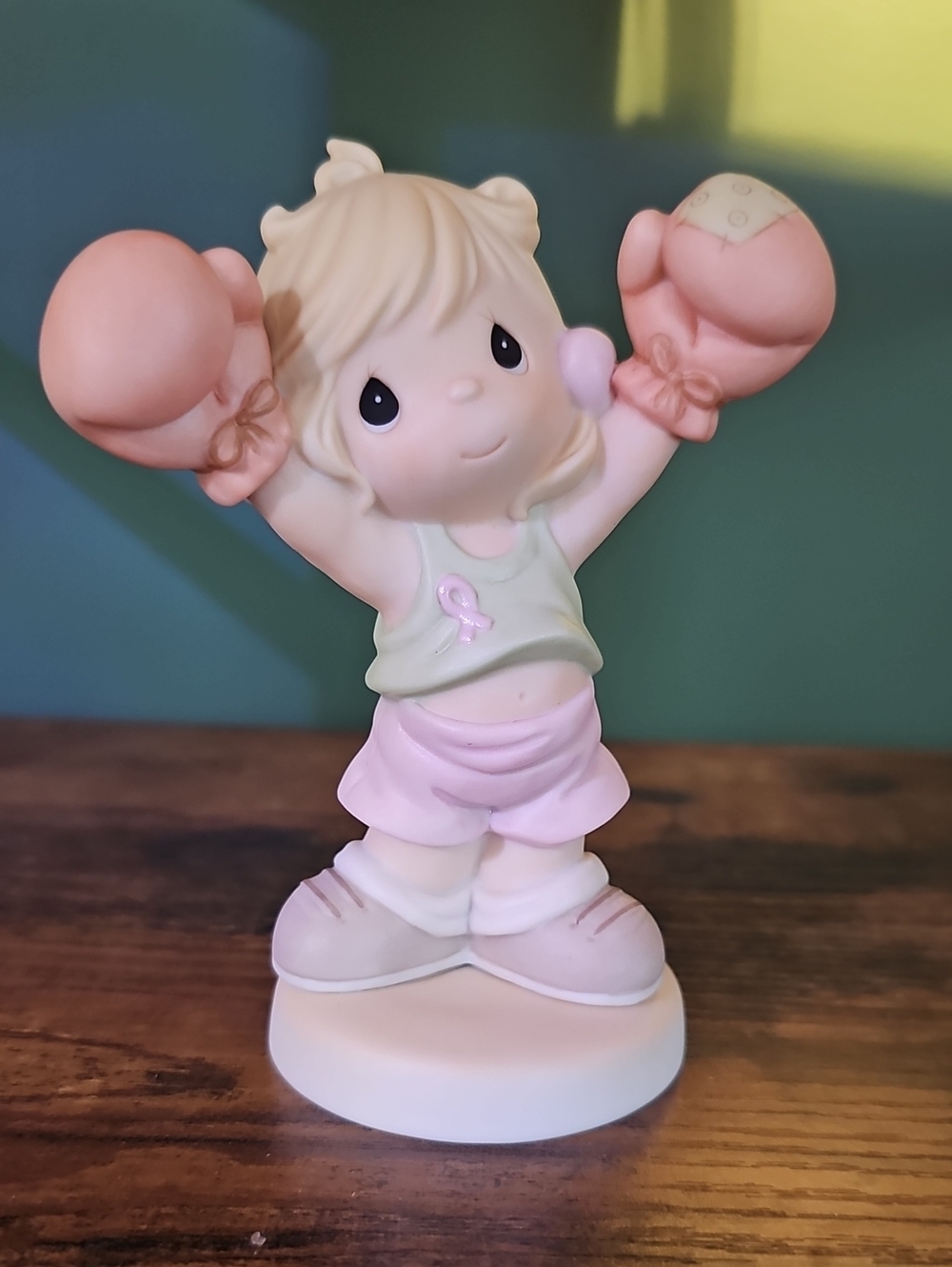 Precious Moments Pink and Cream Girl Boxer Figurine